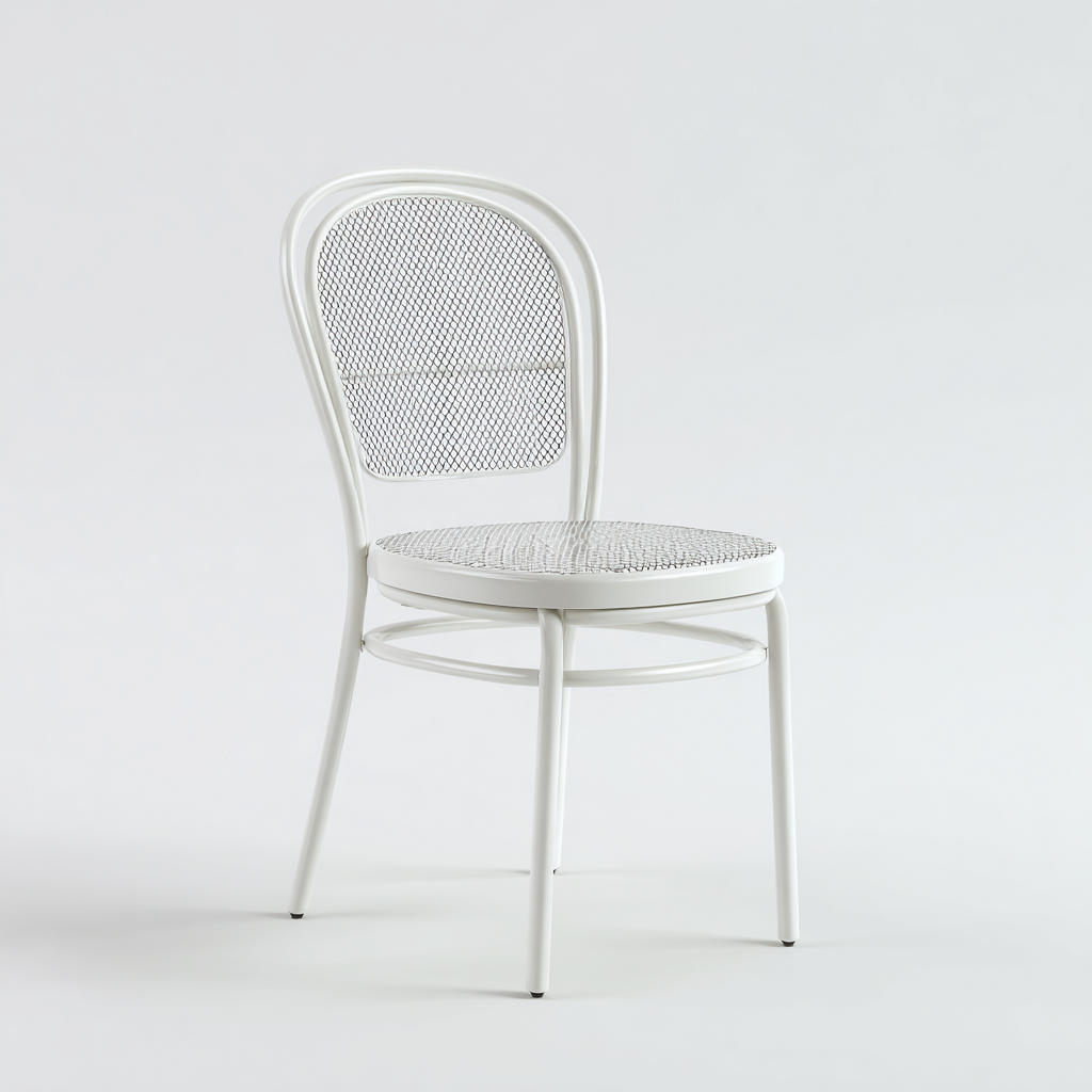 Chaise de salle à manger en métal perforé 45x50x85 cm - blanc - style rétro élégant-Comfysta