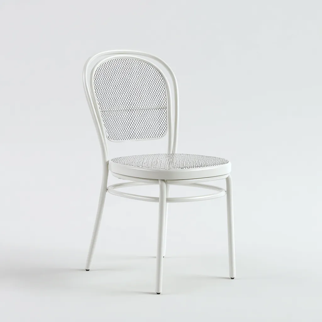 Chaise de salle à manger en métal perforé 45x50x85 cm - blanc - style rétro élégant-Comfysta