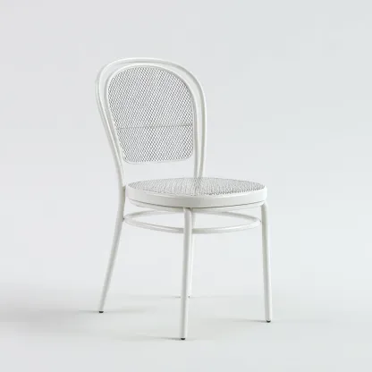 Chaise de salle à manger en métal perforé 45x50x85 cm - blanc - style rétro élégant-Comfysta