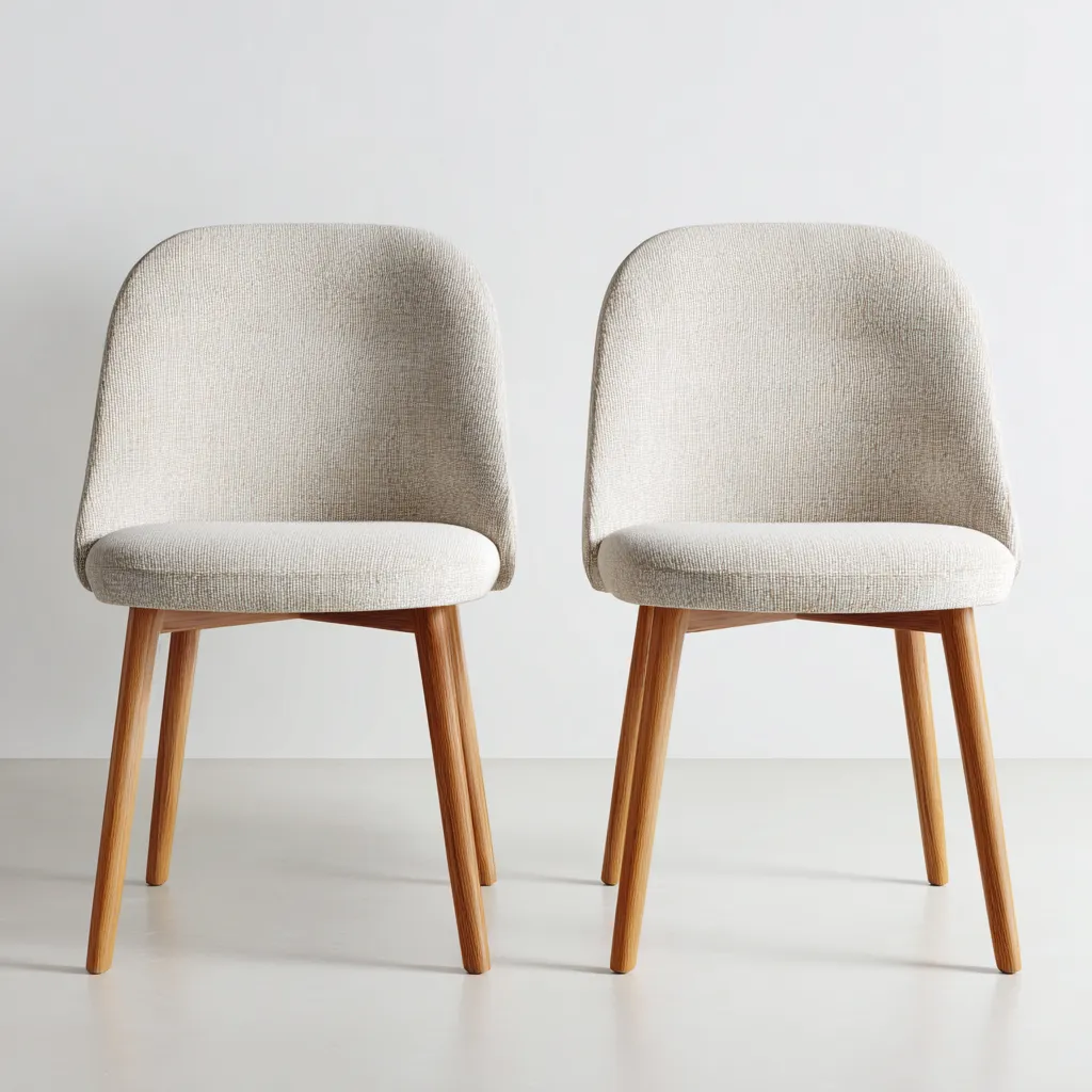 Lot de 2 chaises de salle à manger en tissu et bois 49x55x83 cm - beige clair et chêne - style moderne scandinave-Comfysta