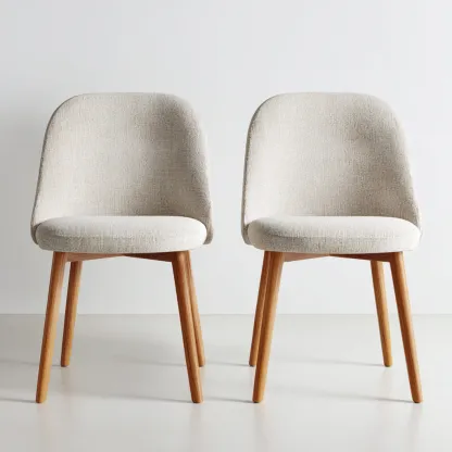 Lot de 2 chaises de salle à manger en tissu et bois 49x55x83 cm - beige clair et chêne - style moderne scandinave-Comfysta