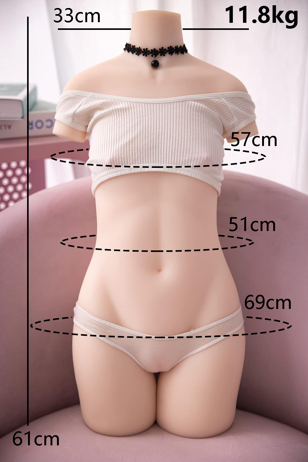 61cm TPE Sex Doll Torso with Arms – Flat Chest Lifelike Design YQDOLL