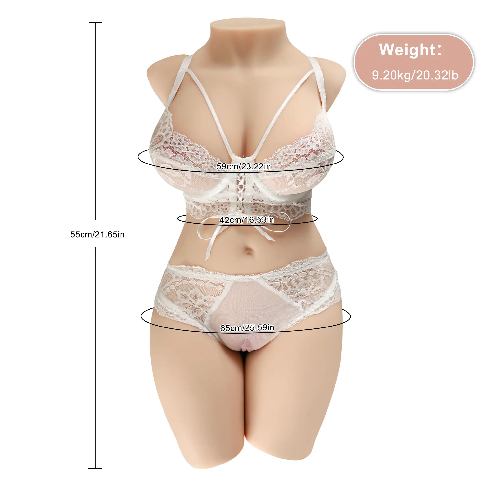 (20.32lb) Curvy Lightweight 55cm Sex Doll Torso&Plump Breasts&Large round nipples