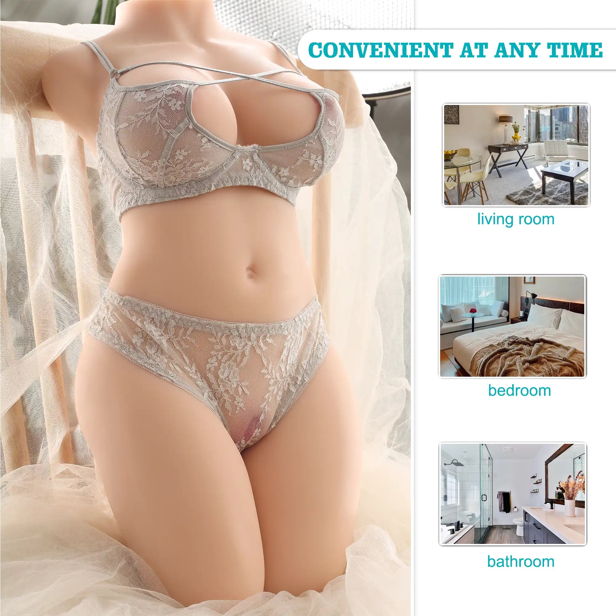 (20.32lb) Curvy Lightweight 55cm Sex Doll Torso&Plump Breasts&Large round nipples