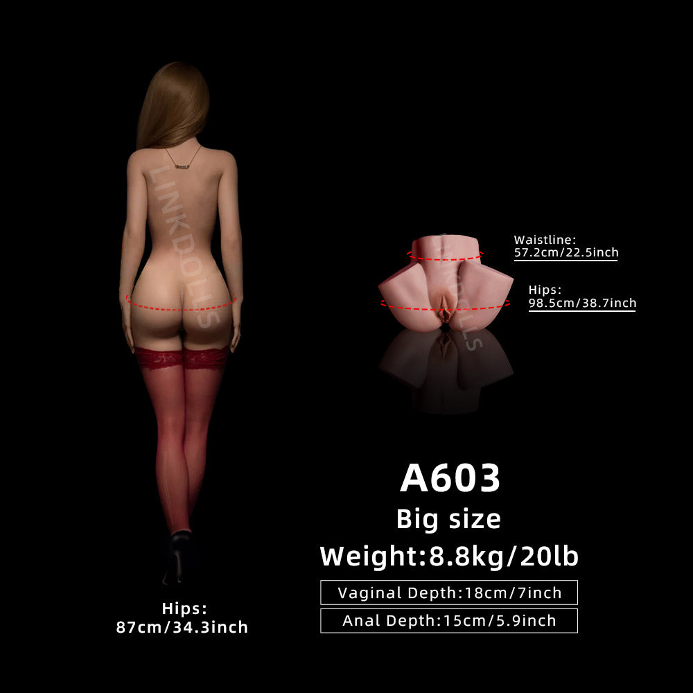 A603-(20lb )  Yellow-Sexy and Real Realistic 3D Ass Sex Doll Torso