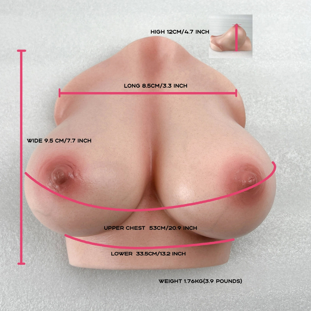 B34-3.9lb/Full Bust: 20.9inch-Cinnamon Silicone Mammary Intercourse Sex Toy Titjob Boob Job Breast Sex Titty Fucking