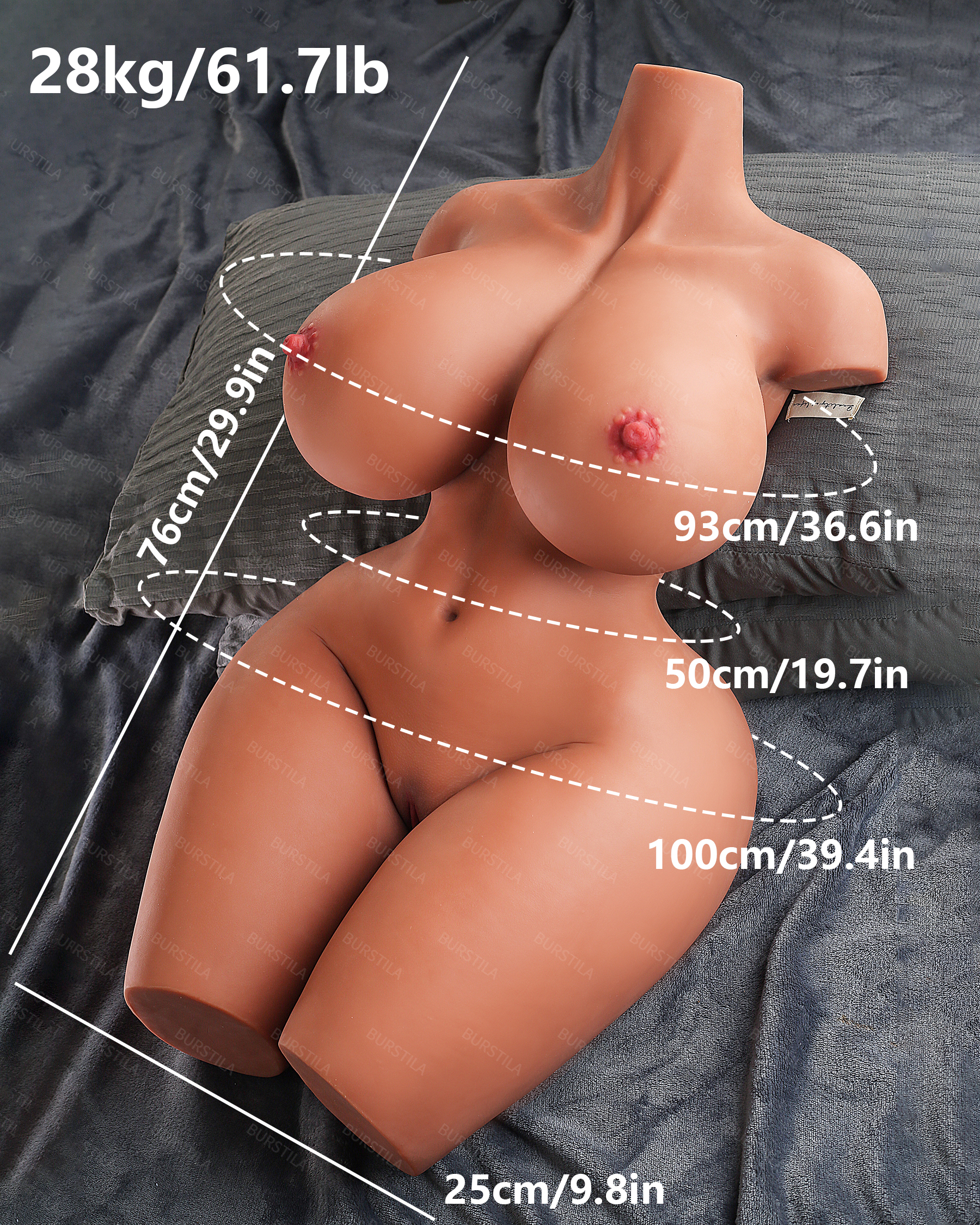 Realistic 76CM TPE Torso Sex Doll – Lifelike Curvy Half Body YQDOLL