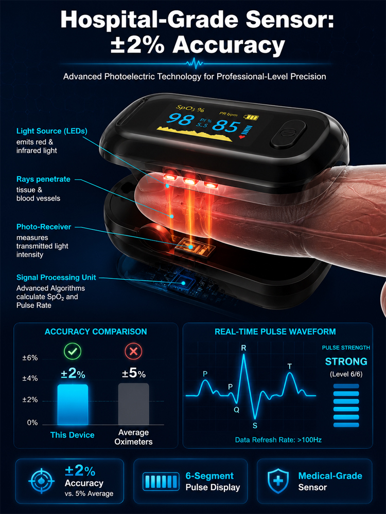 Medical-grade intelligent pulse oximeter🩸No injection required, blood sugar and blood pressure can be measured in 8 seconds!