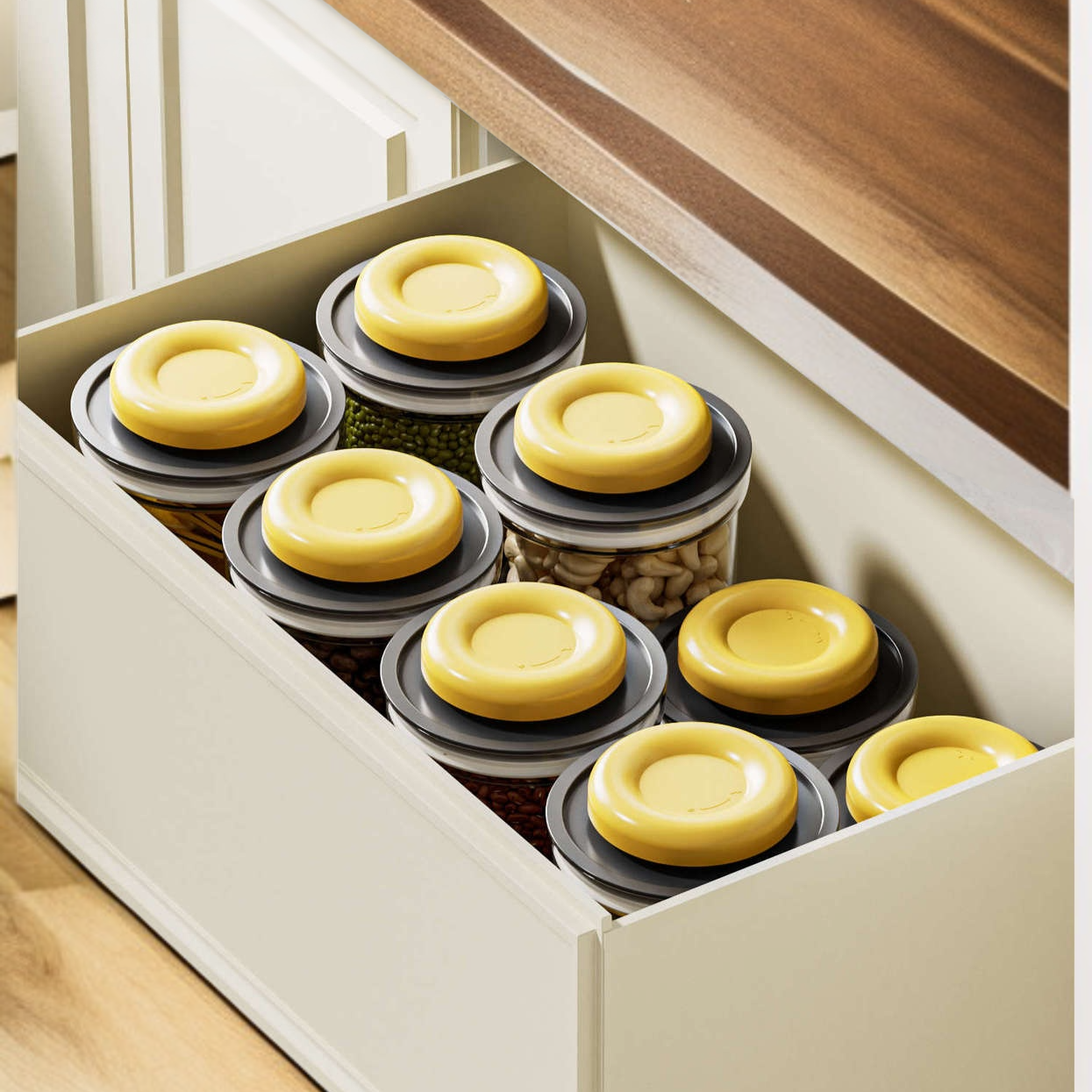 Vacuum pressed moisture-proof miscellaneous grain sealed jar