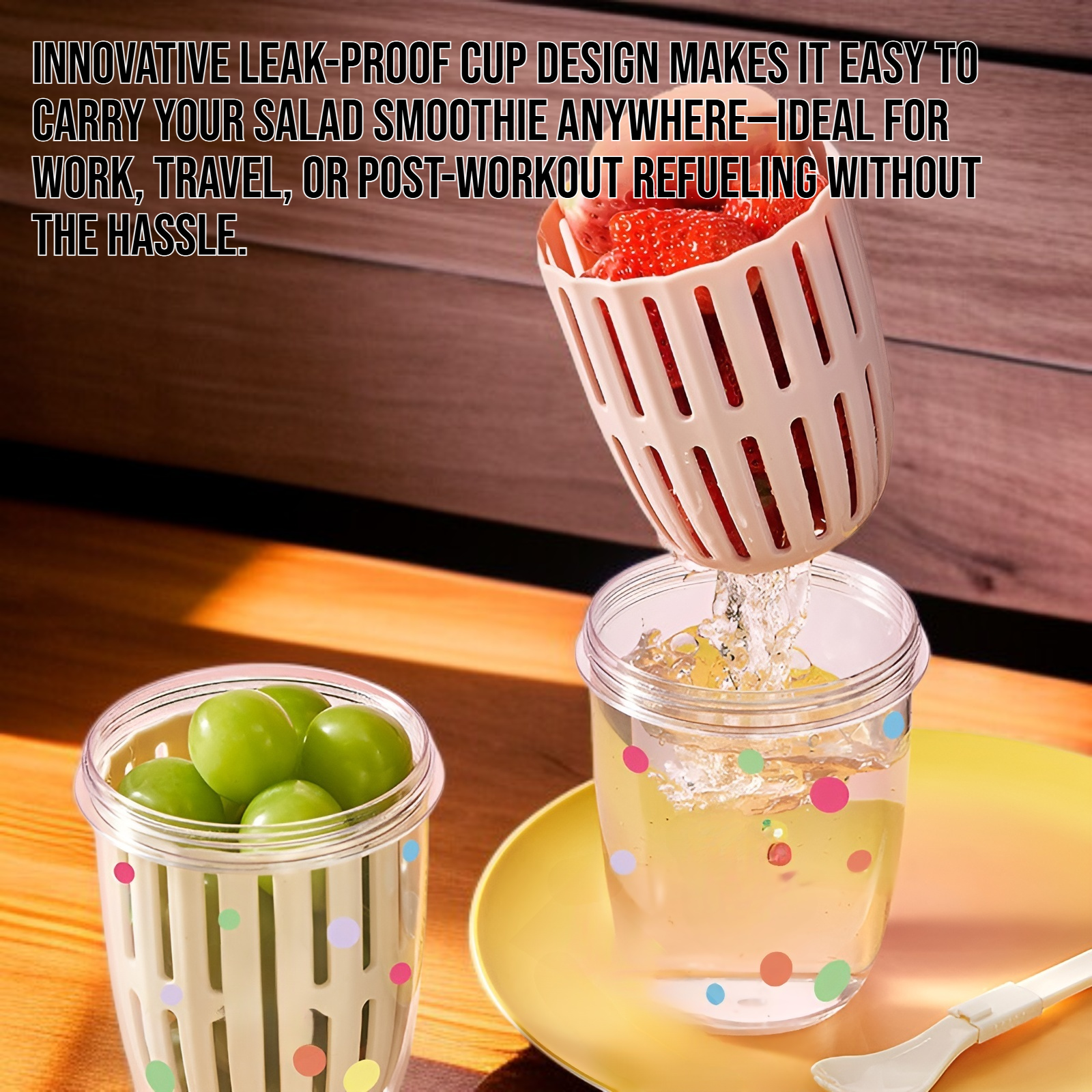 Healthy salad breakfast cup for on-the-go nutrition