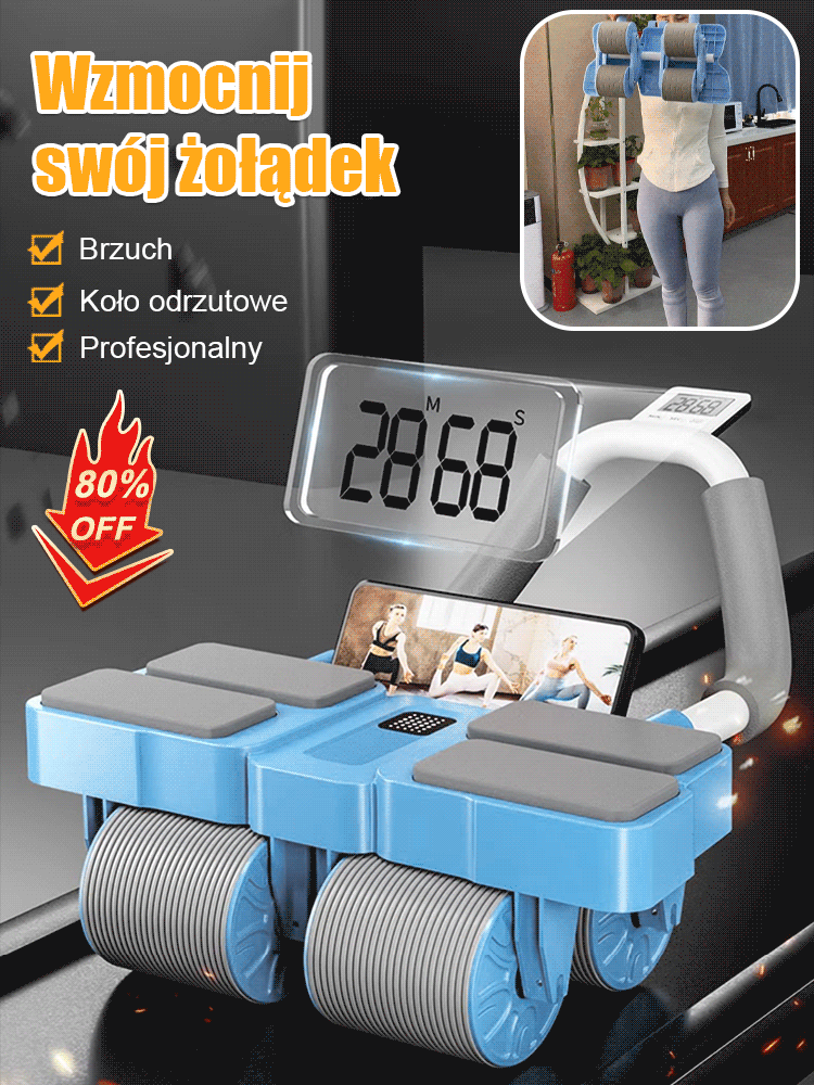 Cztery rundy automatycznego podciągania brzucha i zwijania koła fitness brzucha🚀 Cztery koła – stabilność jak skała, żadnych przewrotek🔄 Inteligentny automatyczny powrót – nawet początkujący zrobi mięśnie brzucha