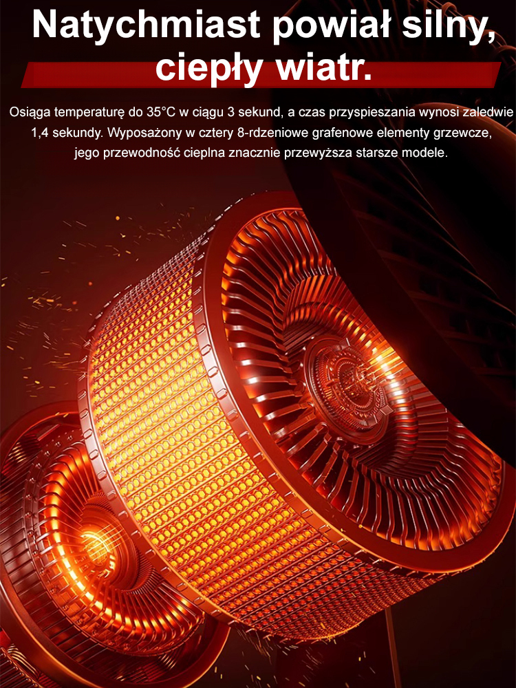 【Ekspresowe ciepło】Wielofunkcyjny natychmiastowy wentylator grzewczy🔥🔥Uruchamia się po 3 sekundach, zimne powietrze zamienia się w ciepłe.