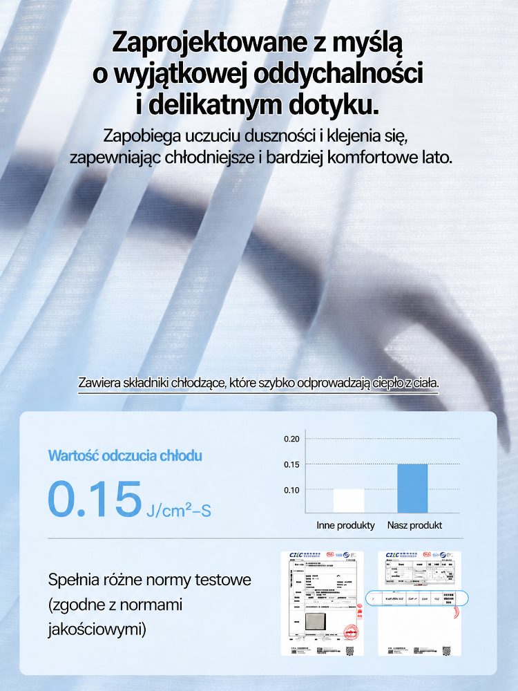 ✨Lodowy jedwab – chłód nawet w 40°C. Bez zapachu, nie prześwituje. Modeluje biust – bez kompleksów. 