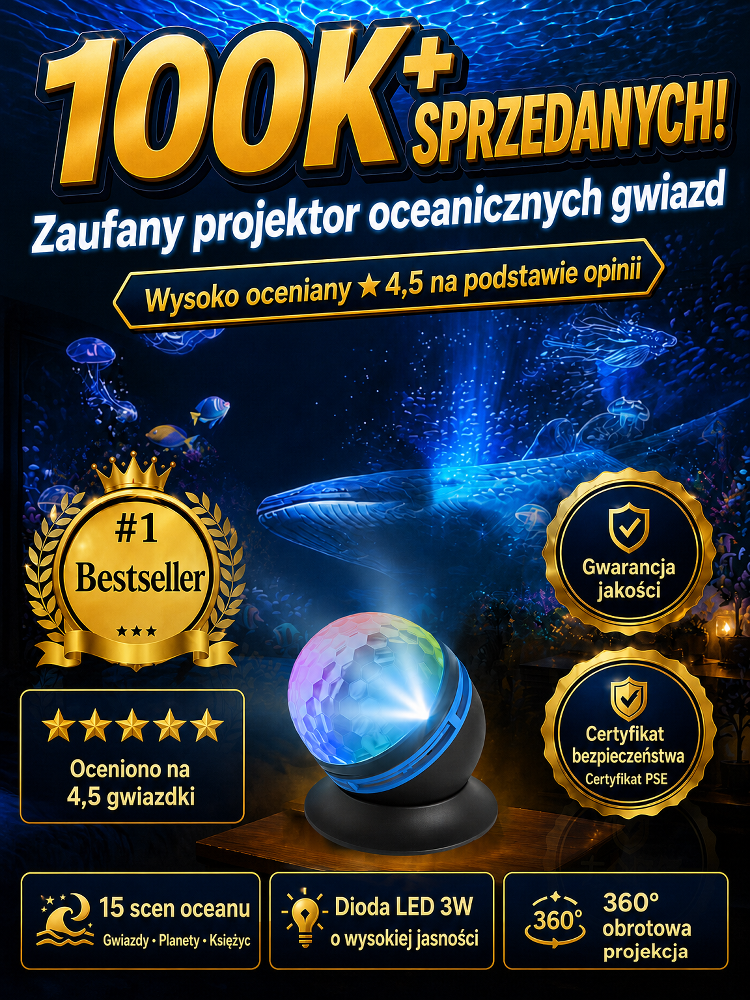 💖Projektor holograficzny 5D – zamienia każdą przestrzeń w głębinę lub kosmos. ✨Top Acme, 4K Ultra HD, realistyczne obrazy oceanu i galaktyki.