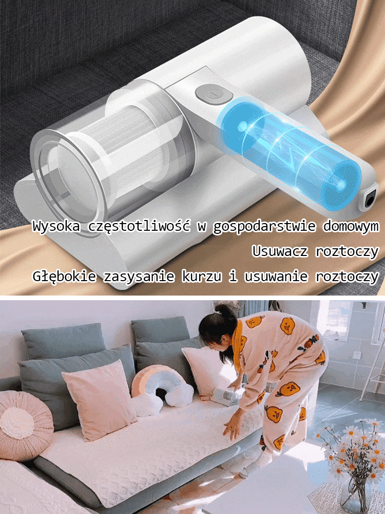 🍀Wydajny, wysokoczęstotliwościowy odkurzacz do roztoczy do użytku domowego z lampą UV，Usuwa 99% roztoczy, sterylizuje roztocza, 💯odkurza i dezynfekuje.dzięki czemu nie musisz prać pościeli przez rok