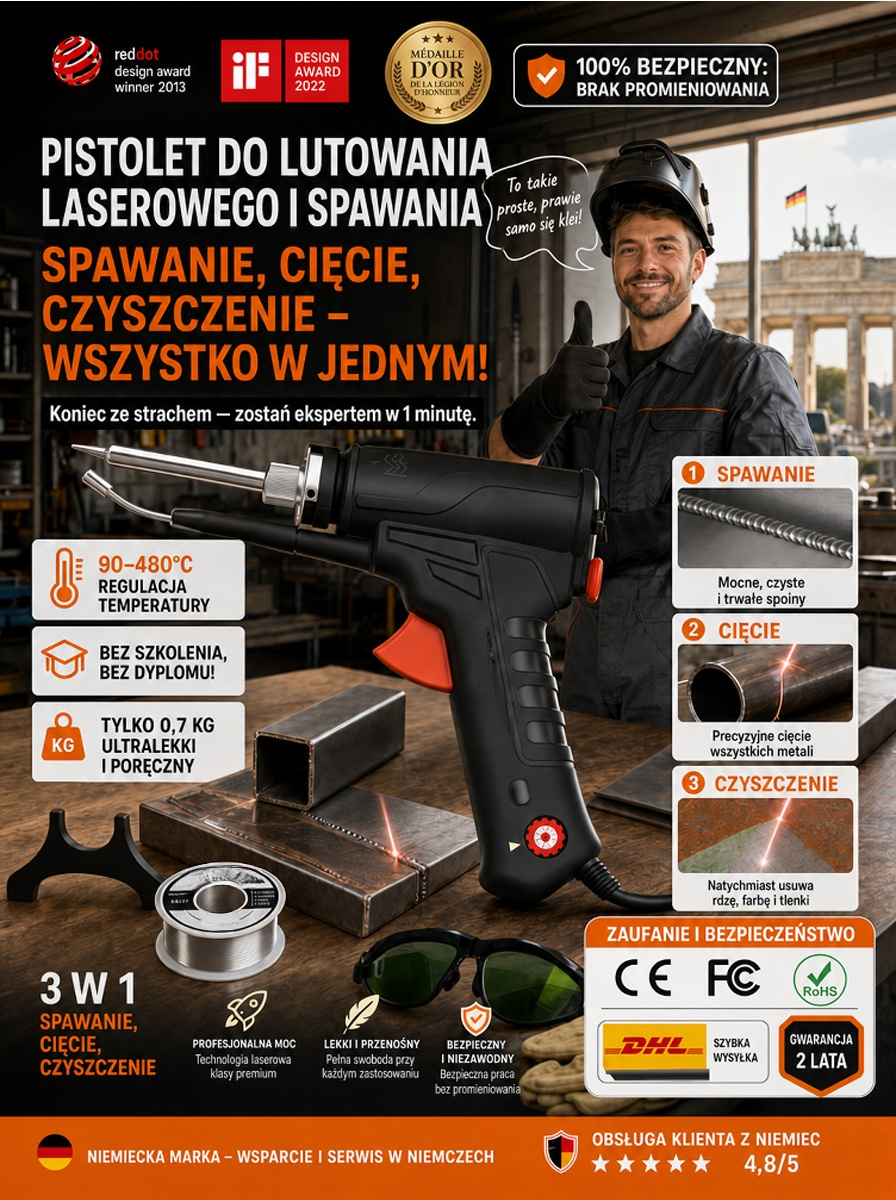 ✨Wreszcie dostępna! 5 w 1 ręczna spawarka laserowa – niemiecka jakość!  bez żadnych umiejętności! -50% dziś