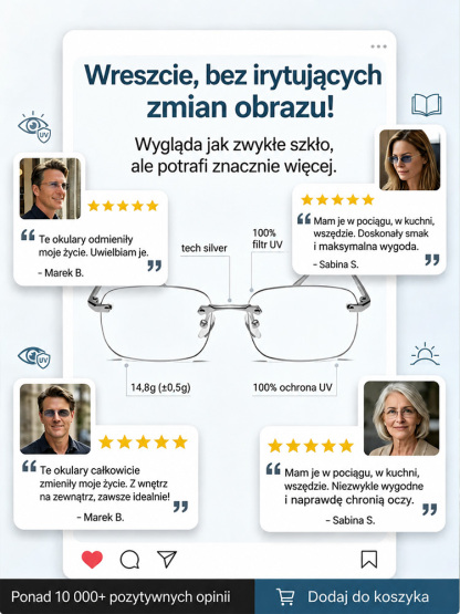 koniec z wymianą okularów i bólem głowy!autofokus w 0,1s & widzenie hd，100% zwrotu pieniędzy，najpierw testuj, potem decyduj!