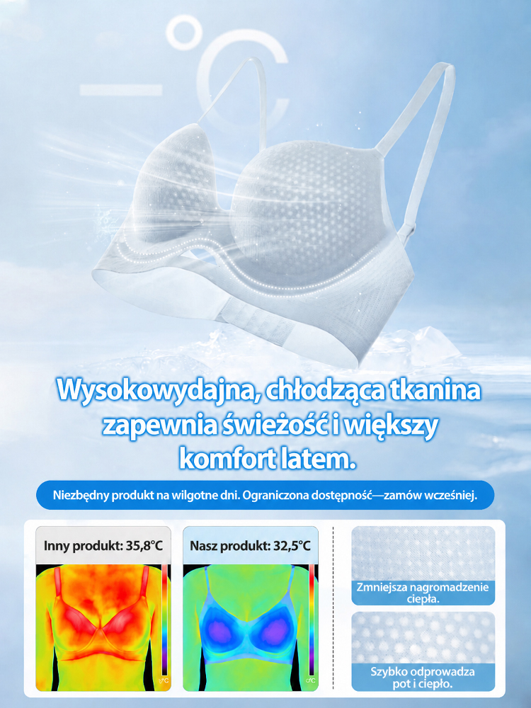 ✨Lodowy jedwab – chłód nawet w 40°C. Bez zapachu, nie prześwituje. Modeluje biust – bez kompleksów. 