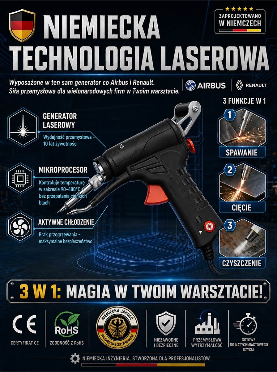 ✨Wreszcie dostępna! 5 w 1 ręczna spawarka laserowa – niemiecka jakość!  bez żadnych umiejętności! -50% dziś