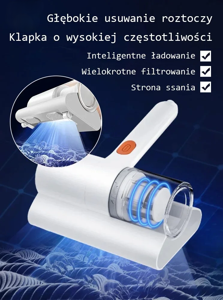 🍀Wydajny, wysokoczęstotliwościowy odkurzacz do roztoczy do użytku domowego z lampą UV，Usuwa 99% roztoczy, sterylizuje roztocza, 💯odkurza i dezynfekuje.dzięki czemu nie musisz prać pościeli przez rok