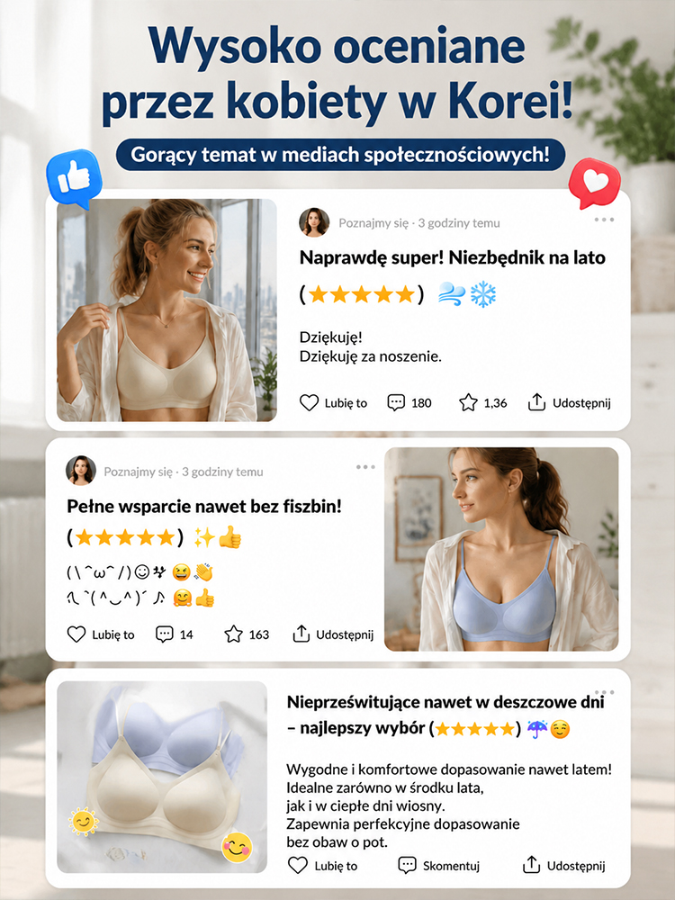 ✨Lodowy jedwab – chłód nawet w 40°C. Bez zapachu, nie prześwituje. Modeluje biust – bez kompleksów. 