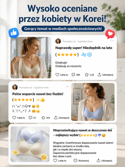 ✨Lodowy jedwab – chłód nawet w 40°C. Bez zapachu, nie prześwituje. Modeluje biust – bez kompleksów. 