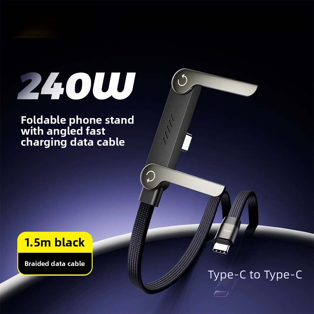 240W Ultra Fast Charging Cable with Built-in Stand - Compatible with iPhone17 & Tablets