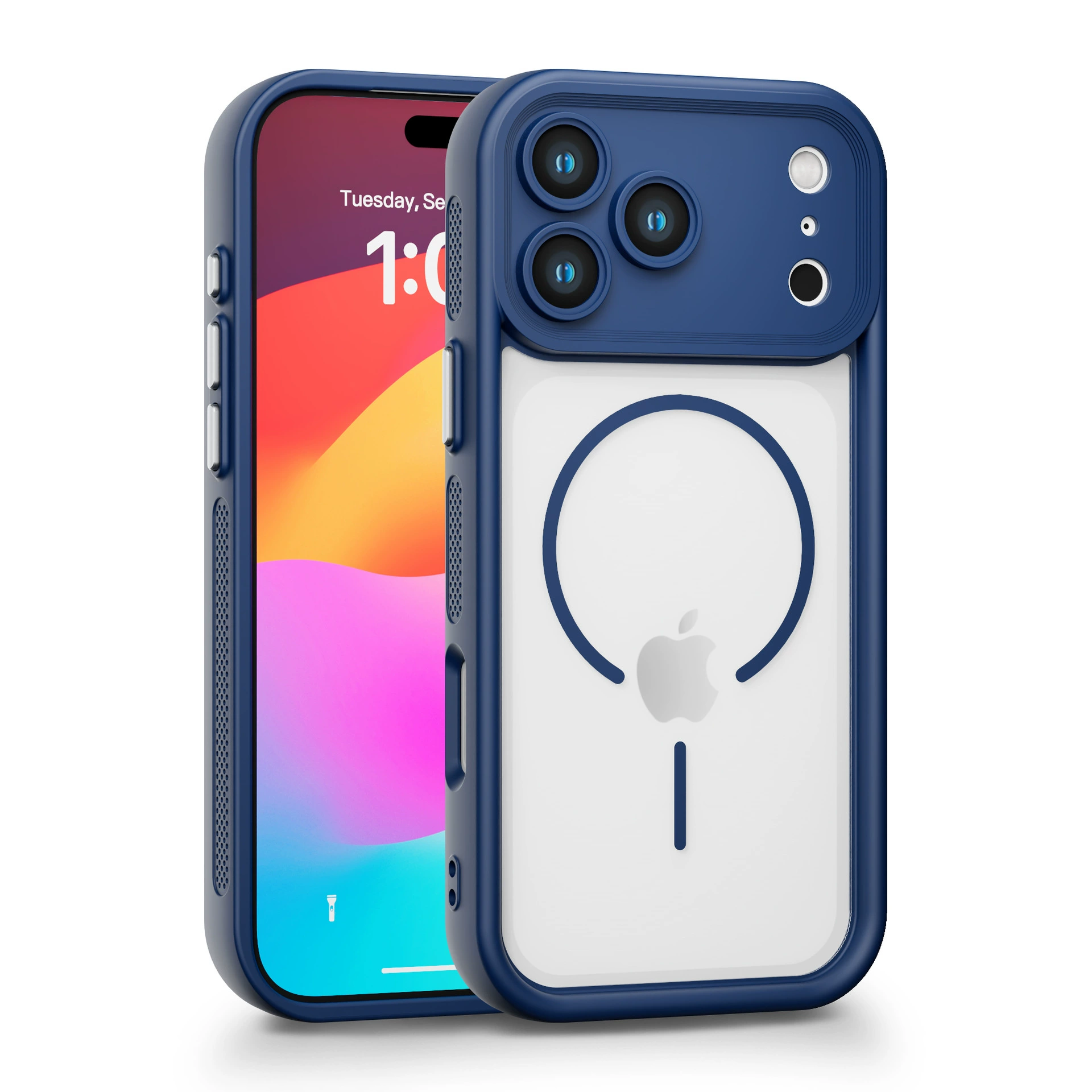 Two-in-One Magnetic Apple-Style Plated Buttons PC Shockproof Heat Dissipation Phone Case