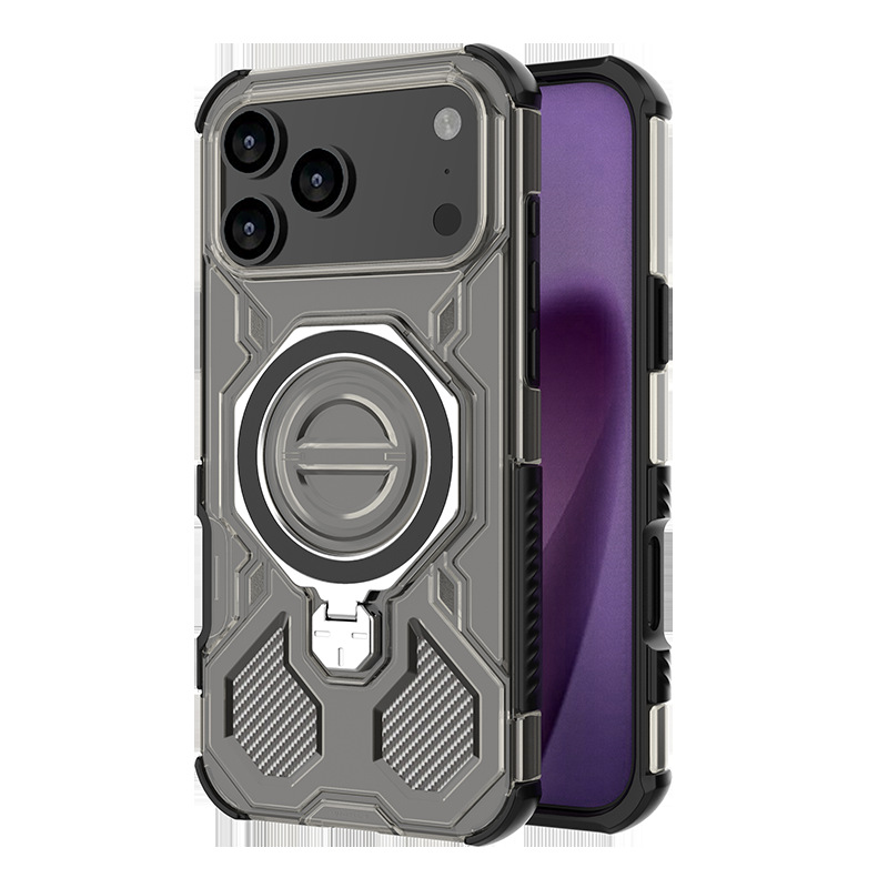 Airbag Anti-fall Iphone17 Bracket Magnetic Suction Transparent Color Mobile Phone Protective Case