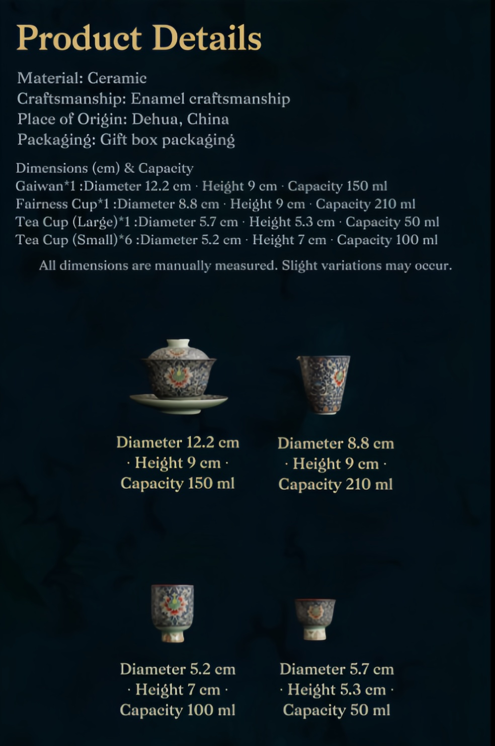 Handcrafted Gongfu Tea Set with Red Glaze Interior