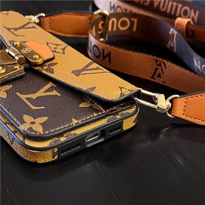 Luxury Monogram Crossbody Case for iPhone 16 Pro Max / 15 – Card Slot & Trendy Strap Design