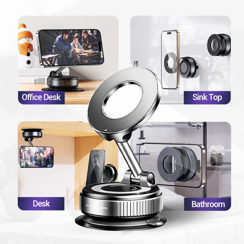 🔥 Retractable Car Phone Mount - 360° Magnetic Holder