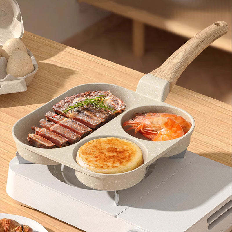 3-in-1 Breakfast Frying Pan – Non-Stick, Even Heat Distribution & Time-Saving Design