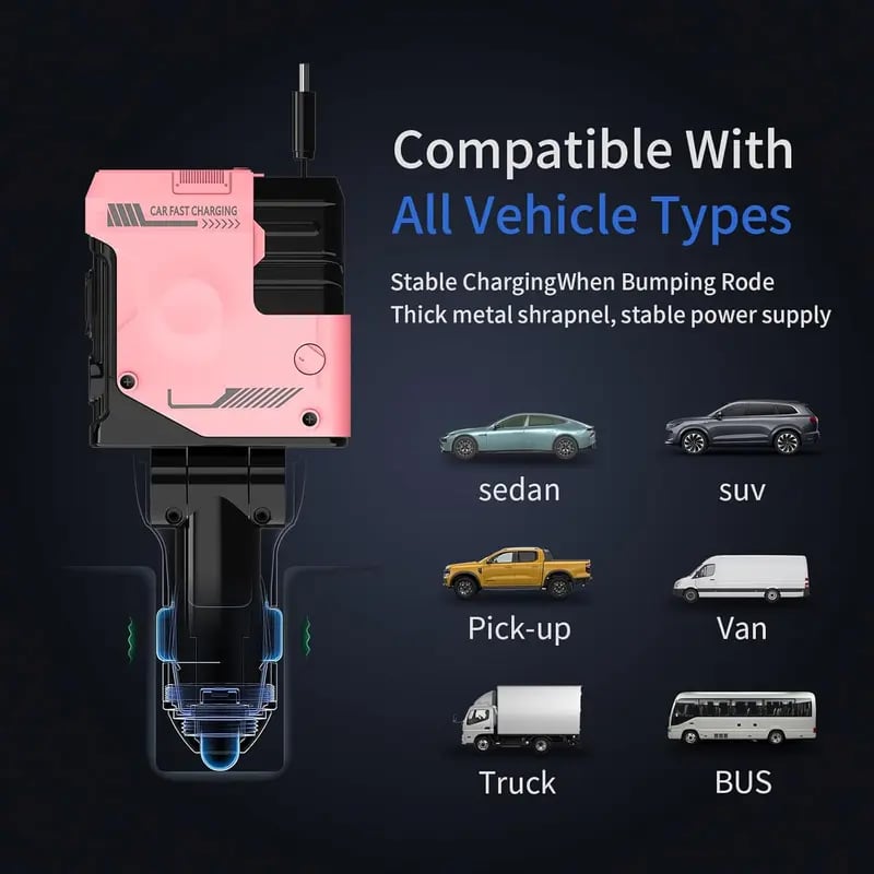 Retractable Car Charger 4 in 1 USB C Fast Charging Adapter with Dual Charge Port