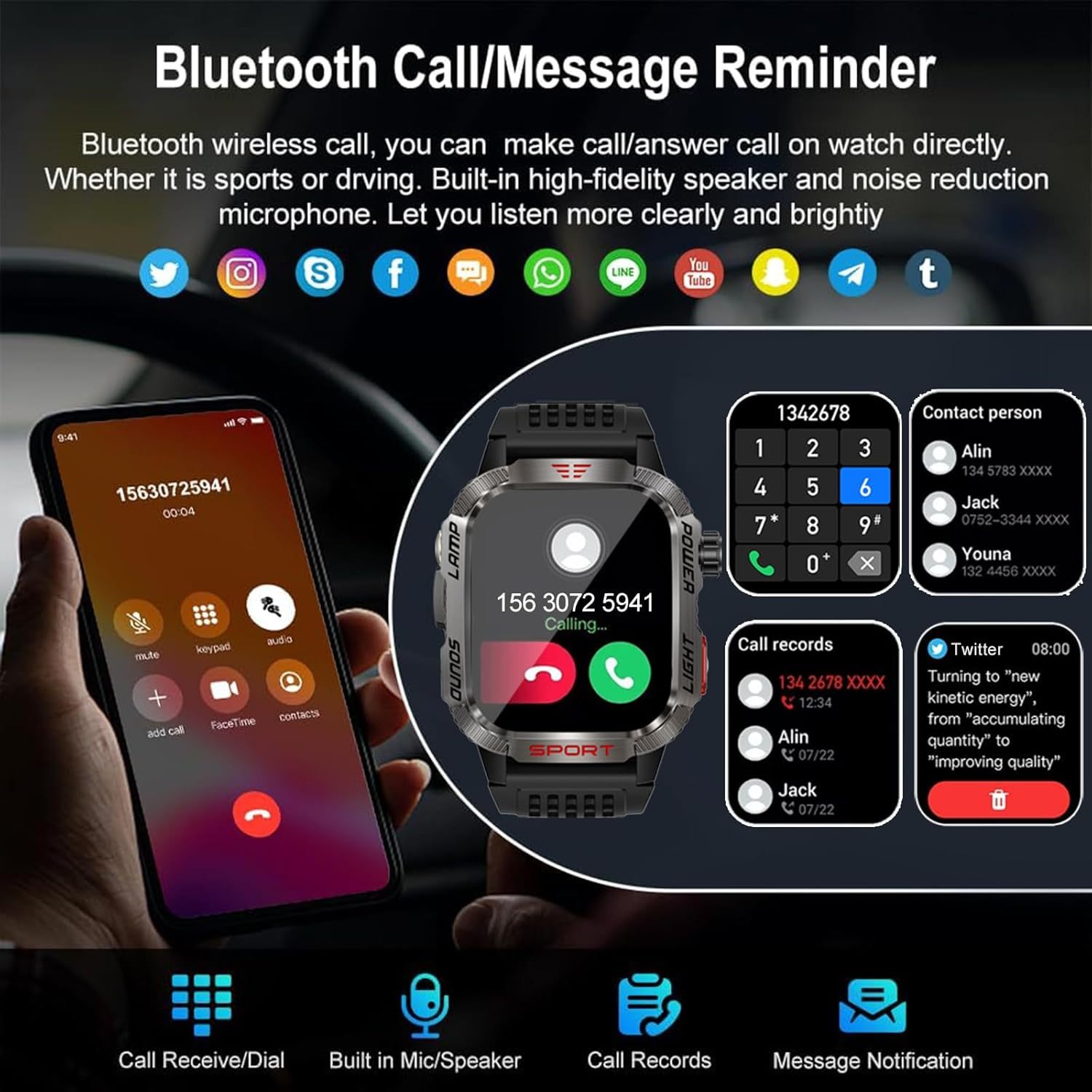 Men's Military Outdoor Sports Smart Watch for Android & IOS