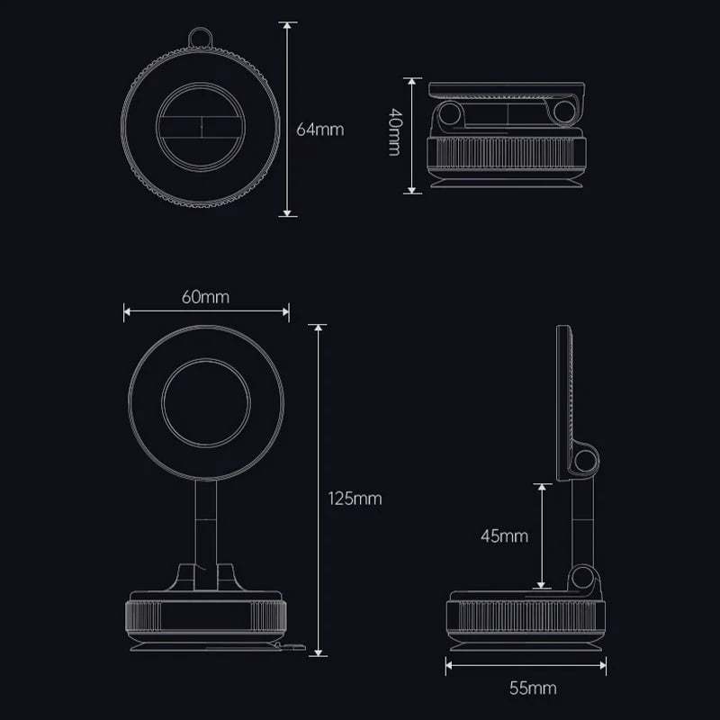🔥 Retractable Car Phone Mount - 360° Magnetic Holder