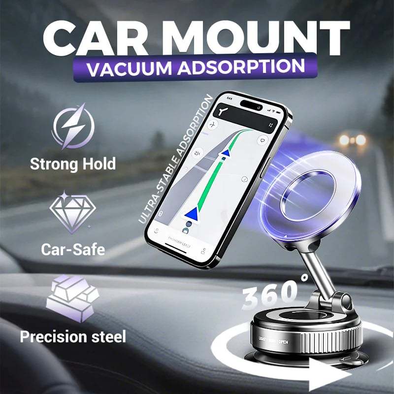 🔥 Retractable Car Phone Mount - 360° Magnetic Holder