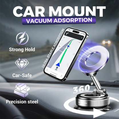 🔥 Retractable Car Phone Mount - 360° Magnetic Holder