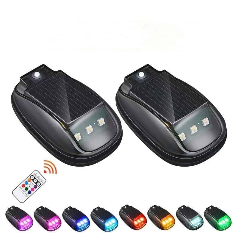 🔥Solar-powered RGB strobe light on car roof with remote control💡