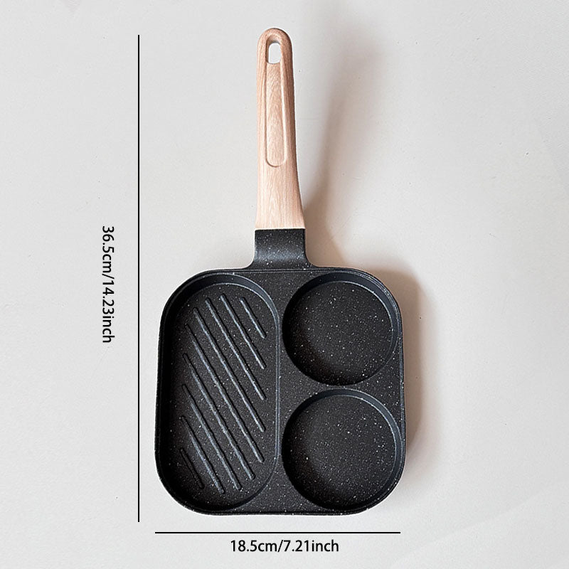 3-in-1 Breakfast Frying Pan – Non-Stick, Even Heat Distribution & Time-Saving Design