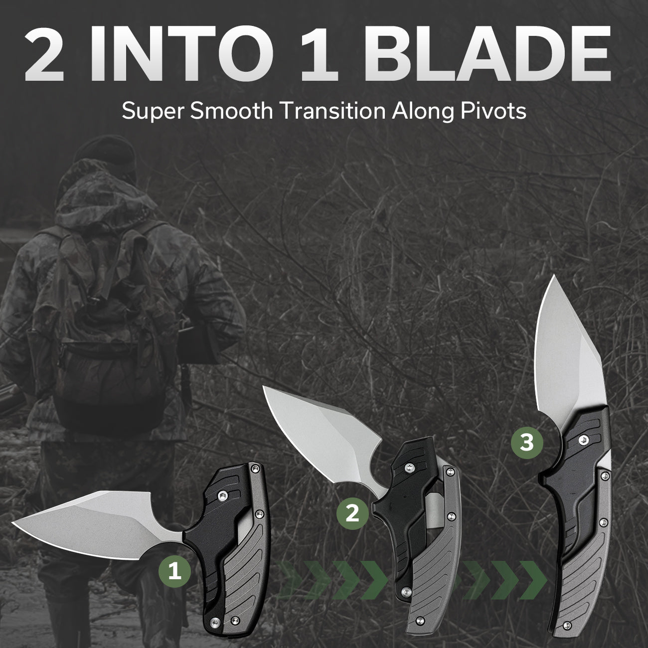 Dragon's Bite : Convertible 2-in-1 Folding Knife with super smooth transition along pivots