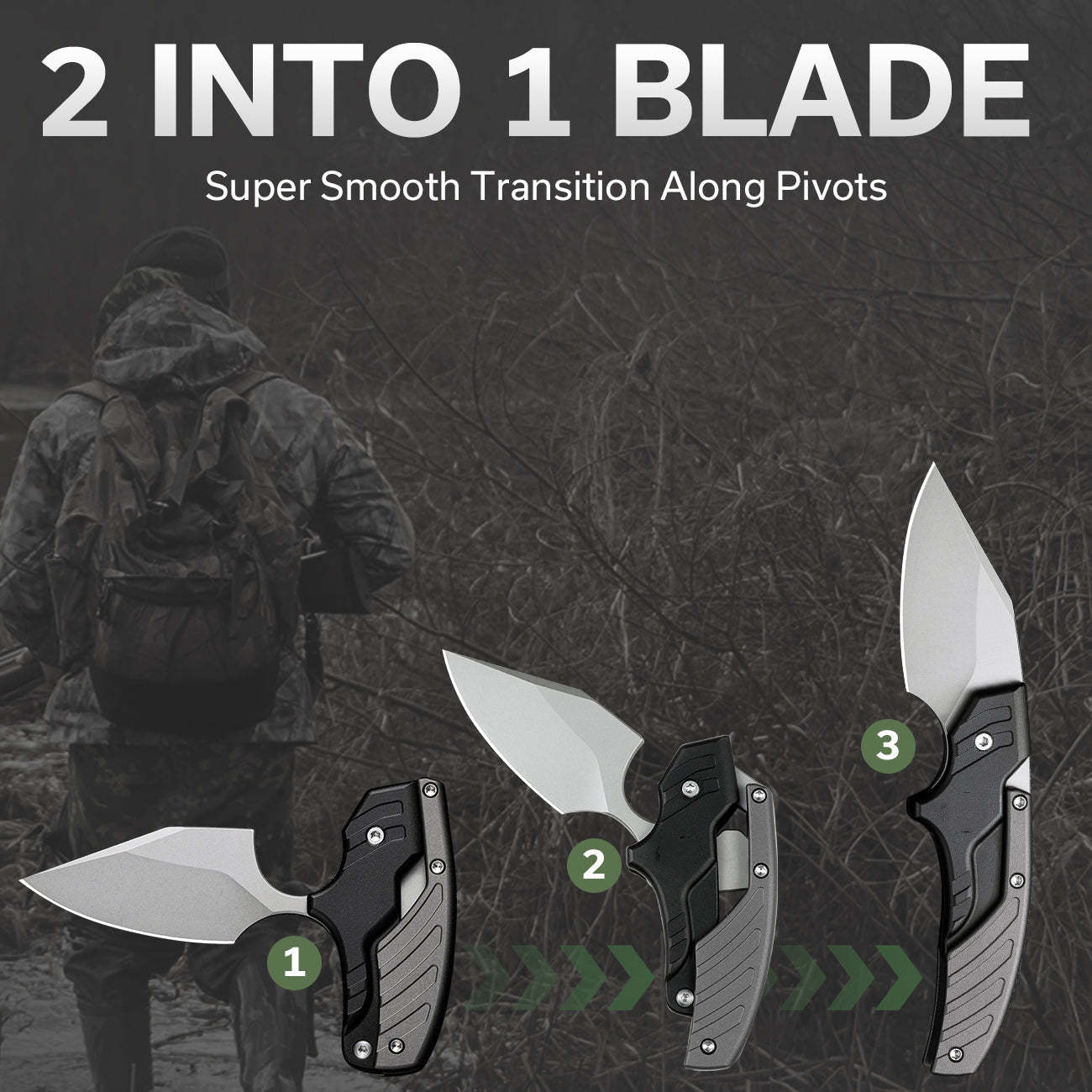 Dragon's Bite : Convertible 2-in-1 Folding Knife with super smooth transition along pivots