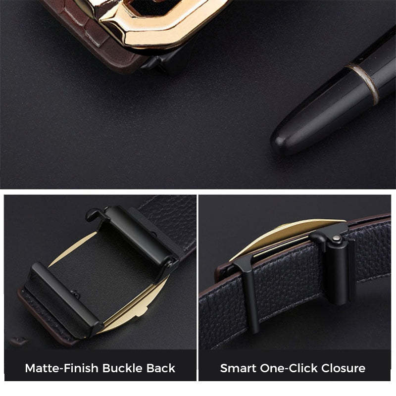 🐊Leren riem voor heren met een elegant krokodillenleerpatroon, voorzien van een automatische gesp en gemaakt van rundleer.