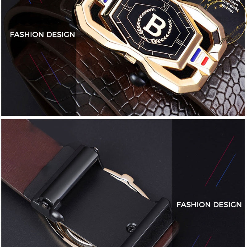 🐊Leren riem voor heren met een elegant krokodillenleerpatroon, voorzien van een automatische gesp en gemaakt van rundleer.