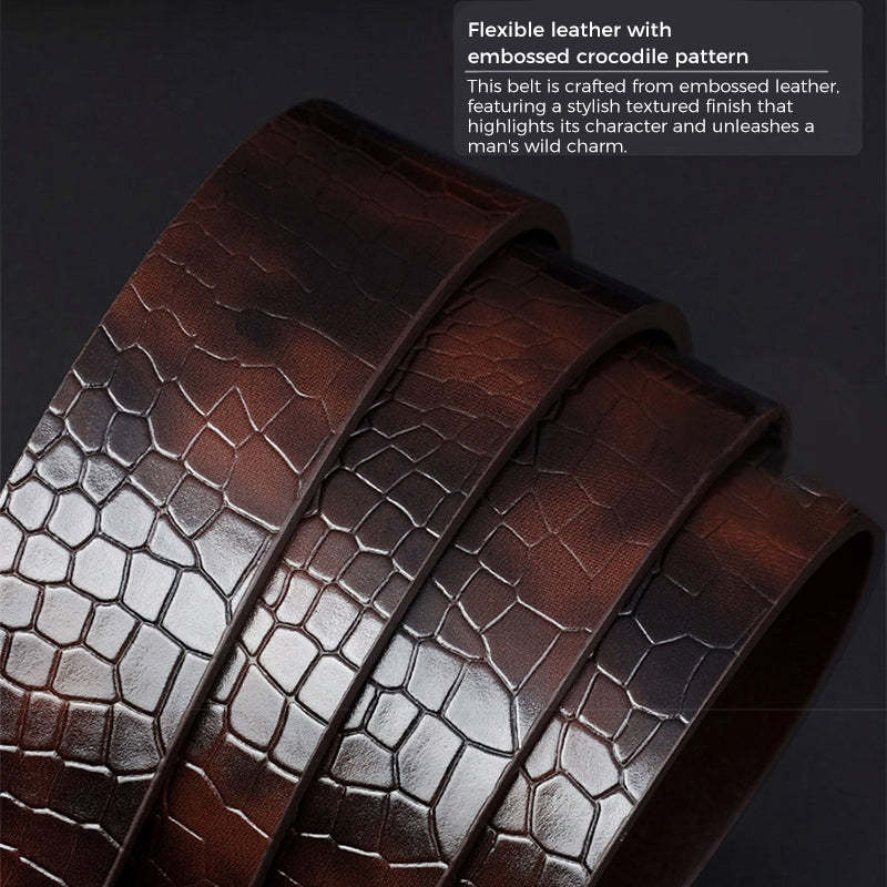 🐊Leren riem voor heren met een elegant krokodillenleerpatroon, voorzien van een automatische gesp en gemaakt van rundleer.