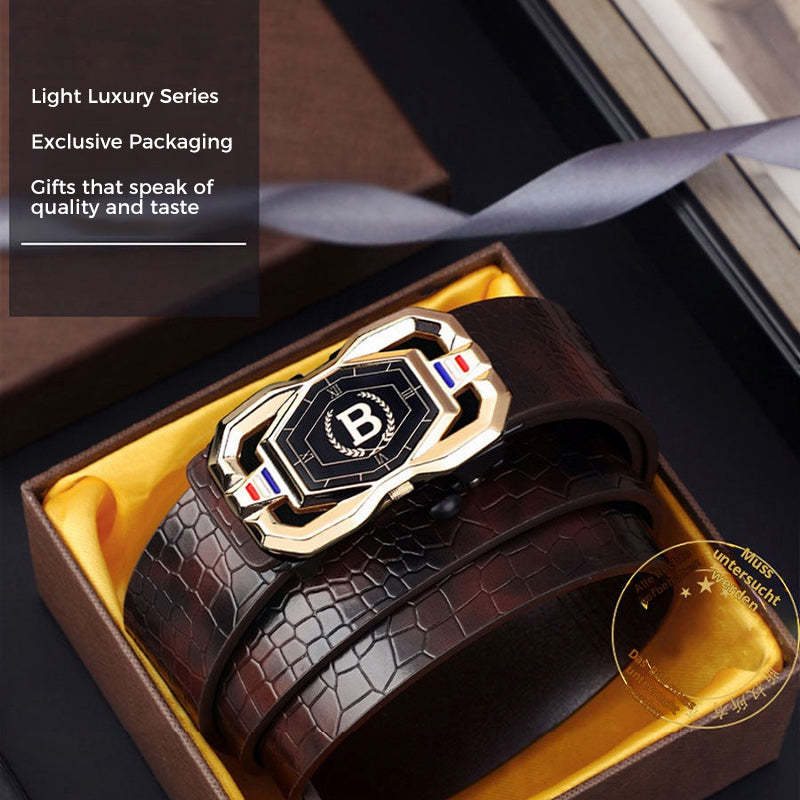 🐊Leren riem voor heren met een elegant krokodillenleerpatroon, voorzien van een automatische gesp en gemaakt van rundleer.