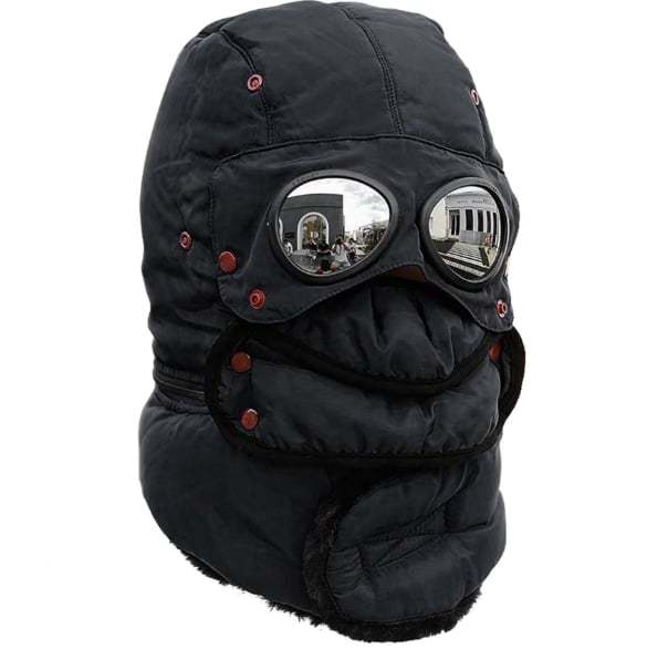 Winter Thermal Hat with Glasses Windproof Ski Mask Cap Fashion Warm Ha