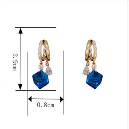 Blue Artificial Crystal Earrings