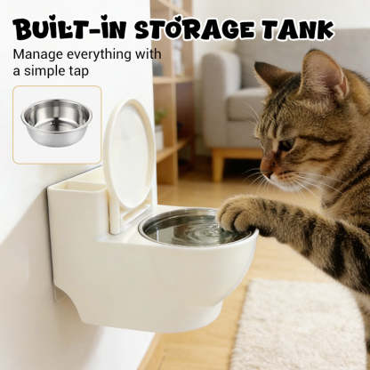 Gamelle murale pour chat en forme de toilette