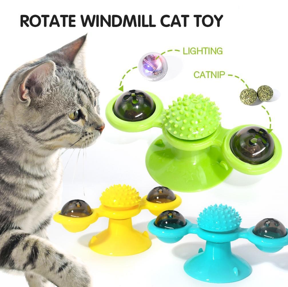 😻 BUY 1 GET 1 FREE! Rotate Windmill Cat Toy = Groom + Play in 1! 🎁